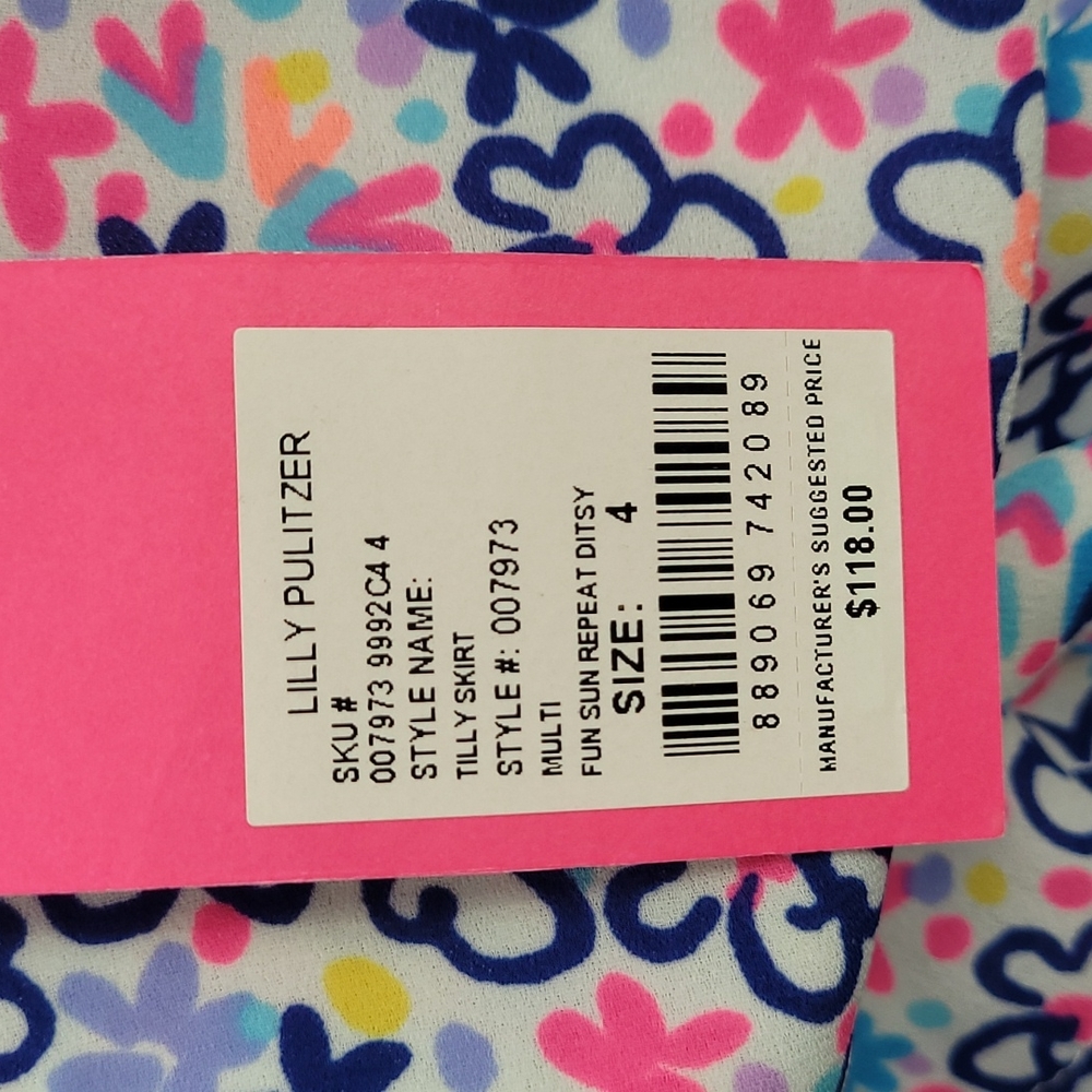 NWT Lilly pulitzer tilly skirt multi fun sun repeat ditsy - Picture 7 of 7